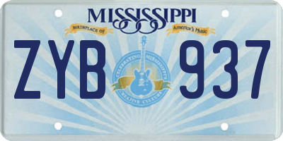 MS license plate ZYB937