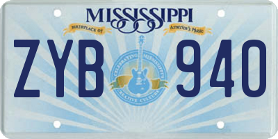 MS license plate ZYB940