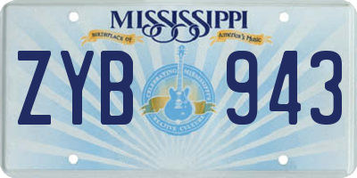 MS license plate ZYB943