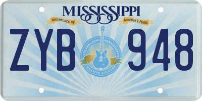 MS license plate ZYB948