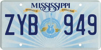 MS license plate ZYB949