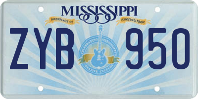 MS license plate ZYB950