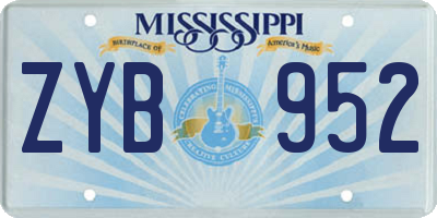 MS license plate ZYB952