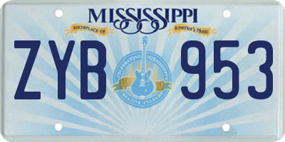 MS license plate ZYB953