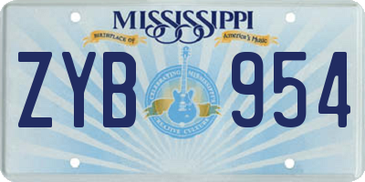 MS license plate ZYB954