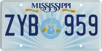 MS license plate ZYB959