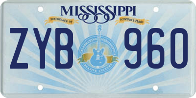 MS license plate ZYB960