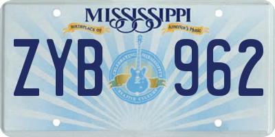 MS license plate ZYB962