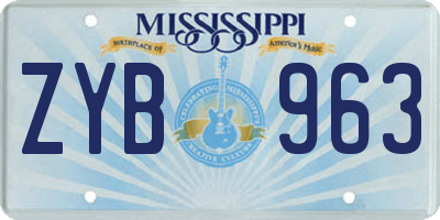 MS license plate ZYB963