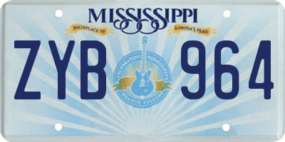 MS license plate ZYB964