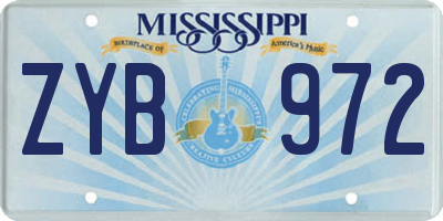 MS license plate ZYB972