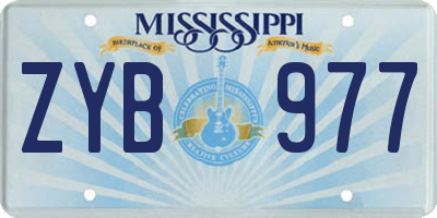 MS license plate ZYB977