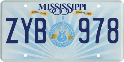 MS license plate ZYB978