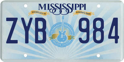 MS license plate ZYB984