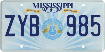 MS license plate ZYB985