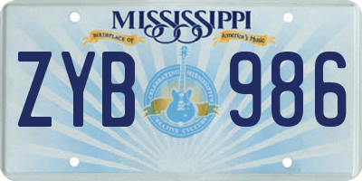MS license plate ZYB986