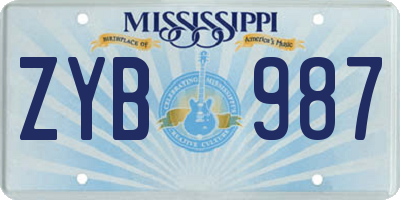 MS license plate ZYB987