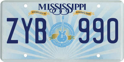 MS license plate ZYB990