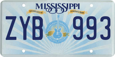 MS license plate ZYB993
