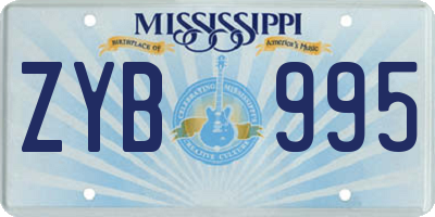 MS license plate ZYB995