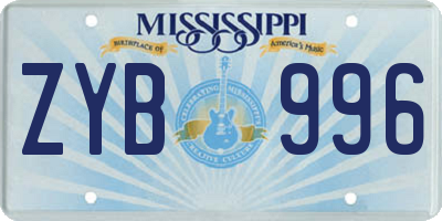 MS license plate ZYB996
