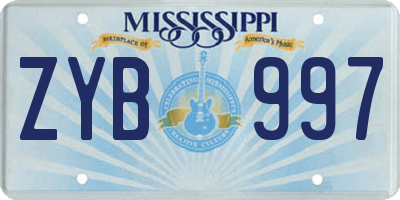 MS license plate ZYB997