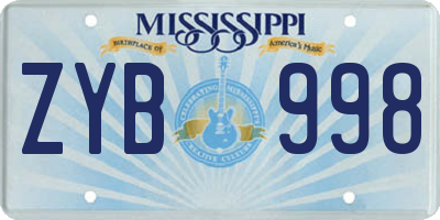 MS license plate ZYB998