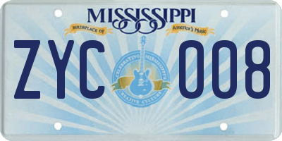 MS license plate ZYC008