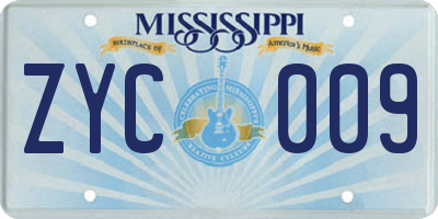 MS license plate ZYC009