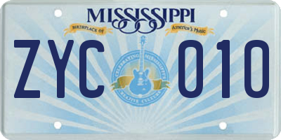 MS license plate ZYC010
