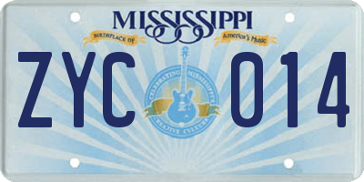 MS license plate ZYC014