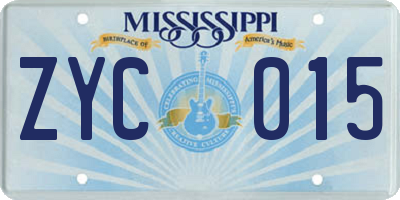 MS license plate ZYC015