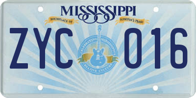 MS license plate ZYC016