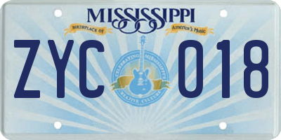 MS license plate ZYC018