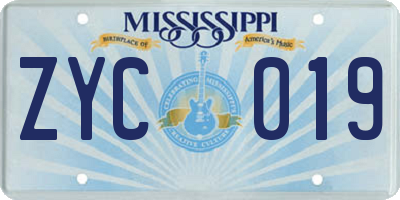 MS license plate ZYC019