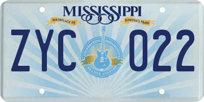 MS license plate ZYC022