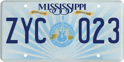MS license plate ZYC023
