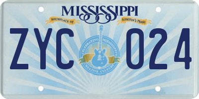 MS license plate ZYC024