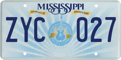 MS license plate ZYC027