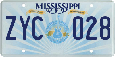 MS license plate ZYC028