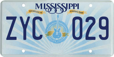 MS license plate ZYC029