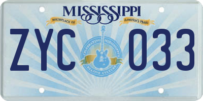 MS license plate ZYC033