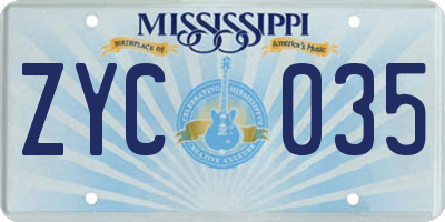 MS license plate ZYC035