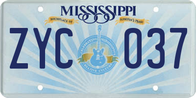 MS license plate ZYC037