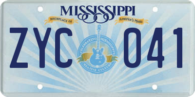 MS license plate ZYC041