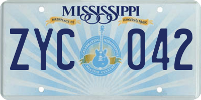 MS license plate ZYC042