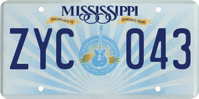 MS license plate ZYC043
