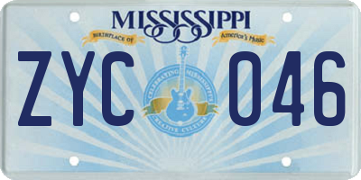 MS license plate ZYC046