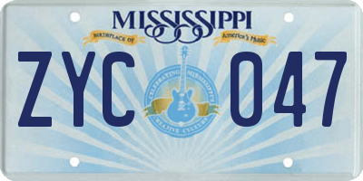 MS license plate ZYC047