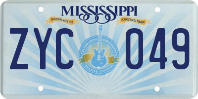 MS license plate ZYC049